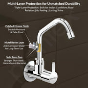 Plantex Pure Brass Kitchen Sink Tap with 360Ã‚Â° Extended Swivel Spout/Basin Tap with Water Saving Aerator/Sink Tap for Kitchen Basin with Brass Wall Flange-7 Year Warranty (FLO-810- Chrome)