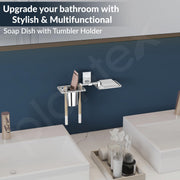 Plantex 304 Grade Stainless Steel Senso Bathroom 2in 1 Soap and Brush Holder for Bathroom/Soap Stand/Tumbler Holder/Bathroom Accessories - Chrome