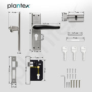 Plantex Heavy-Duty Door Lock Set - Main Door Lock Plate Handle Set/6-Lever Mechanism Mortise Locks with 3 Keys/Brass Locks Body & Cylinder (PTP-09- Satin & Black)