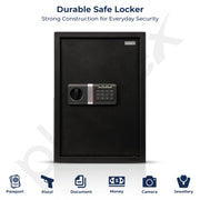 Plantex Safe Locker for Home/56 Litre Hotel Safe Tijori Box/Digital Locker/Electronic Safety Locker with Master & User Dual Code Access with Emergency Key/2 Years Warranty By Plantex (Black)