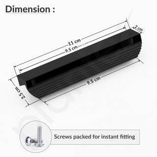 Plantex Cabinet Handle/96mm Handle for Cabinet/Wardrobe/Kitchen Handle/Door Pull-Push Handle for Home/Office - Pack of 1 (Black)
