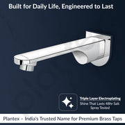 Plantex Pure Brass Bath Tub Spout with Wall Flange/High Flow Spout for Bathroom-(Chrome)