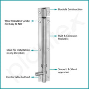 Plantex Stainless Steel Tower Bolt/Tower Bolt for Home,Offices Doors and Windows/Tower Bolt for Main Door/Door Latch/Kundi/Chitakini/Door Latch for Windows - Pack of 6 (Matt Finish, 8 inch)