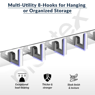 Plantex Bathroom Hooks for Hanging with L-Shape Hooks - Door Hooks for Clothes/Towel/Keys - Pack of 3 - (8 Hooks, Chrome)