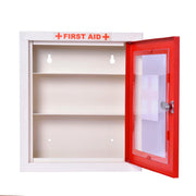 Plantex Metal First Aid Box/Emergency Medical Kit for Medicine Storage/Multi Compartment First Aid Kit Box for Home, School, Office with Key Lock - Pack of 15 - (Red & Ivory)