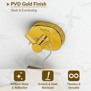 Plantex J4 Stainless Steel Clothes Hanger for Wall/Hangers for Bathroom/Robe Hook/Bathroom Accessories (PVD Gold Finish) Onix
