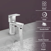 Plantex Pillar Tap for Bathroom with Water Saving Aerator/Single Lever Tap for Wash Basin with Teflon Tape/Tap for Table Top Deck Mount Pillar Tap - Pack of 1 (Chrome)