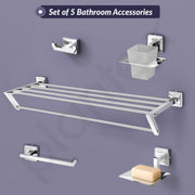 Plantex Decan 304 Grade Stainless Steel Towel Rack for Bathroom/Soap Holder/Napkin Ring/Tumbler Holder/Robe Hook/Bathroom Accessories - Chrome
