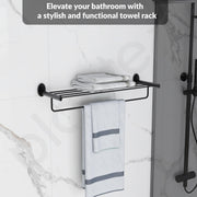 Plantex 304 Grade Stainless Steel 24-Inch Towel Rack for Bathroom/Towel Rod/Towel Hanger Stand/Bathroom Accessories - Oreva (Black)