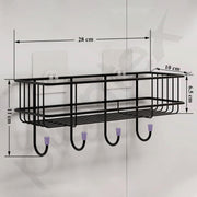 Plantex No Drill Bathroom Organizer/Self-Adhesive Bathroom Shelf/Corner Rack/Multipurpose Kitchen Shelf - Combo of 2 (Black), Alloy Steel
