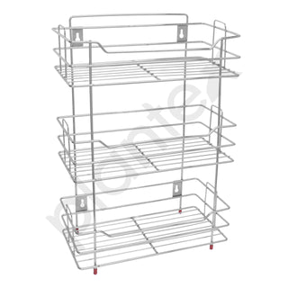 Plantex Stainless Steel Stand for Kitchen Storage Rack/3-Tier Kitchen Stand Organiser/Multipurpose Wall Mount Kitchen Rack (Chrome Finish, Tiered Shelf)