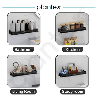 Plantex Stainless Steel Shelf for Bathroom/Multipurose Bath Room Wall Shelf/Bathroom Organiser with Drill (18 x 5 Inch, Black)