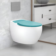 Plantex Imported Ceramic Commode Toilet/ Wall Hung Commode /Rimless Washdown Flush Western Toilet with Soft Closing Toilet Seat - P Trap Outlet (1184, Ocean Blue)