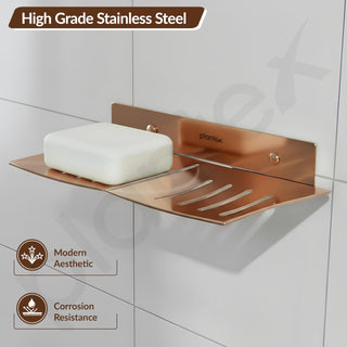 Plantex Stainless Steel Double Soap Dish/Stand/Holder/Tray for Bathroom and Kitchen/Bathroom Accessories - Wall Mount (Rose Gold)