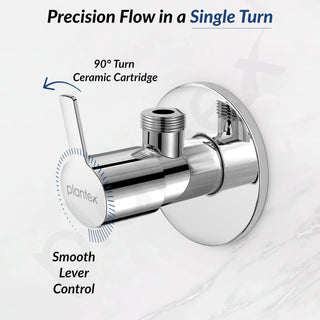 Plantex Single Lever Angle Cocke for Bathroom/Angle Valve with Wall Flange and Teflon Tape/Stop Cock for Wash Basin - Pack of 1 (RIO, Chrome)