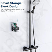 Plantex  Self Adhesive Tumbler Holder for Barthroom/Stainless Steel Toothbrush Holder/Toothpaste Stand/Bathroom Accessories - Pack of 1 (Black)