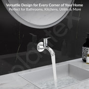 Plantex Pure Brass AQ-1401 Bib Cock Water Tap with Water Saving Techonology Tap with Bib Tap with Brass Wall Flange and Teflon Tape for Bathroom-7 Year Warranty (Mirror Chrome Finish)