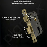 Plantex Main Door Lock Handle Set - Heavy-Duty Door Lock Set/6-Lever Lock Mechanism with 3 Years of Warranty by plantex/Mortise Lock with 3 Keys,Lock Body & Cylinder (PTP-01, Brass Antique)