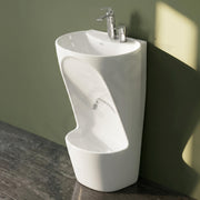 Plantex Wudu Basin/Ceramic Ablution with Leg Wash/Premium One Piece Basin/Free Standing Pedestal Basin for Bathroom (34x24x18 inch - White)