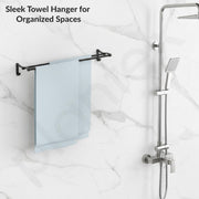 Plantex Stainless Steel Towel Hanger for Bathroom/Dual Towel Rod/Bar/Bathroom Accessories(24 Inch-Black-1007)