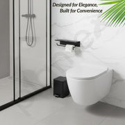 Plantex Dual Toilet Paper Holder for Bathroom/GI Steel Tissue Paper Roll Holder with Mobile Stand/Toilet Paper Roll Holder/Bathroom Accessories - (Black)