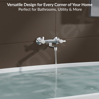 Plantex Non-Telephonic Wall Mixer Tap for Bathroom with Brass Wall Flange and Teflon Tape/Mixer Tap for Bathroom with Water Saving Aerator-(FLO-816, Chrome)