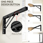 Plantex 16 Inch Foldable Shelf Bracket/GI Steel Multipurpose Bracket/L Bracket/Space Saving Bracket for Wall/Folding Table Bracket for Home & Office (Pair of 1, Black)