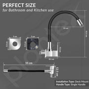 Plantex Brass Flexible Tap for Kitchen Sink with Wall Flange and Teflon Tape/360Â° Rotating Sink Tap for Kitchen Basin with Water Saving Aerator - (6319, Chrome)