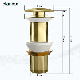 Plantex Pure Brass Waste Coupling for Wash Basin/5 inch Drain Out let System Full Thread Sink Waste Coupling - Pack of 1 (Matt Gold)