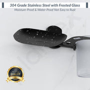 Plantex 304 Grade Stainless Steel 2in1 Soap Dish with Tumbler Holder/Soap Stand/Tooth Brush Holder for Bathroom/Bathroom Accessories - Pack of 1 (Parv-Black)