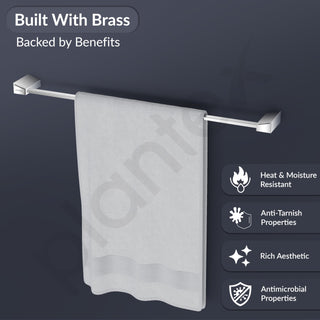 Plantex Smero Pure Brass Towel Hanger for Bathroom/Single Towel Rod/Towel Bar/Bathroom Accessories - Arrete (24 Inch-Chrome)