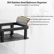 Plantex Stainless 304 Grade Steel Shelf for Bathroom/Kitchen Rack - Bathroom Accessories - Pack of 2 (12X5 Inches-Black Finish)