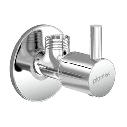 Plantex Single Lever Angle Cocke for Bathroom with Brass Spindle/Angle Valve with Wall Flange and Teflon Tape/Stop Cock for Wash Basin/Kitchen- Pack of 1 (MKS-1274-Chrome)