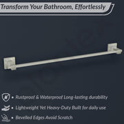 Plantex 24 Inch Single Towel Rod for Bathroom/Stainless Steel Towel Hanger/Towel Bar Holder/Towel Stand/Bathroom Accessories - Pack of 1, Aqua (Satin)