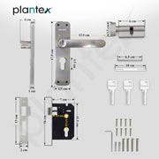 Plantex Door Lock for Main Door/Mortise Lock with 3 Keys/Brass Lock Body & Cylinder/Door Handle Set with 3 Year Warranty - (8136, Matt)