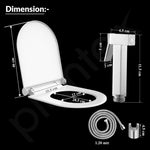 Plantex Hygienic Toilet Combo/Polypropylene Toilet Seat Cover for Bathroom/Pure Brass Health Faucet set with 1.20 meter Hose Pipe for Toilet with Wall Hook - Combo (Chrome)