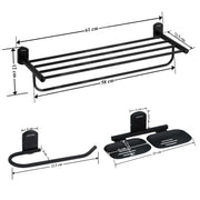 Plantex Parv 304 Grade Stainless Steel Towel Rack for Bathroom/Double Soap Holder/Napkin Ring/Bathroom Accessories - 3 Pcs Combo (Black)