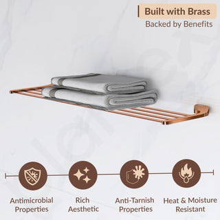 Plantex Smero Pure Brass 24 inch Towel Rack for Bathroom/Towel Stand/Hanger/Towel Holder/Towel Bar/Bathroom Accessories - Smart (PVD Rose Gold)