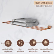 Plantex Smero Pure Brass 24 inch Towel Rack for Bathroom/Towel Stand/Hanger/Towel Holder/Towel Bar/Bathroom Accessories - Smart (PVD Rose Gold)