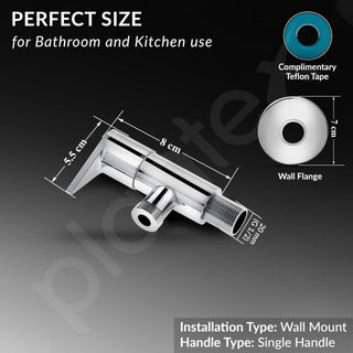 Plantex Brass Angle Valve with Wall Flange & Teflon Tape/Angle Cock/Angle valve for Bathroom with 7-Year Warranty - (PAC-1805 Nickel Chrome)