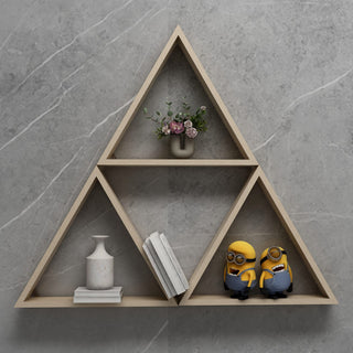 Plantex Semi-Finished Steam Beech Wooden Made Triangle Display Shelf/Wall-Mounting Bathroom Shelf/Hanging Kitchen Rack for Kitchen/Living Room/Bathroom/Laundry Room (Pack of 3)