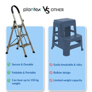 Plantex Guardex 3 Step Foldable Aluminum Ladder for Home/Anti-Slip Shoes and Edge Guards/5 Year Manufacturer Warranty Ladder for Home (Anodized Coated-Gold)