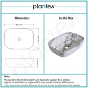 Plantex Ceramic Marble Tabletop Wash Basin/Bathroom Basin Sink/Countertop Basin/Washbasin for Bathroom (Marble Basin with Grey Veins - 18 x 13 x 5.5 Inch)