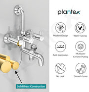 Plantex Brass Wall Mixer for Bathroom 3 in 1/L-Bend Connector for Overhead Shower/Hand Shower/Spout Mixer Tap/Mixture Tap for Bathroom with 7-Year Manufacturer's Warranty-(Ico-919-Chrome)