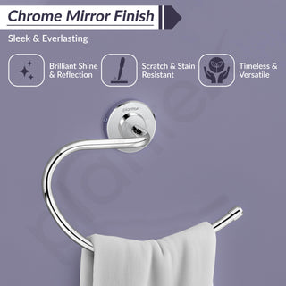 Plantex 304 Grade Stainless Steel Round Towel Ring for washbasin/Napkin Hanger for Bathroom/Hand Towel Holder/Bathroom Accessories - Daizy (Chrome)