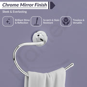 Plantex 304 Grade Stainless Steel Round Towel Ring for washbasin/Napkin Hanger for Bathroom/Hand Towel Holder/Bathroom Accessories - Daizy (Chrome)