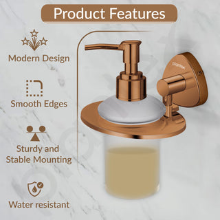 Plantex J4 Stainless Steel Liquid Soap Dispenser/Shampoo Dispenser for Wash Basin/Hand Wash Dispenser Wall Mounted/Bathroom Accessories (PVD Rose Gold Finish) Angel