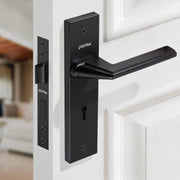 Plantex Heavy-Duty Door Lock Set - Main Door Lock Handle Set/ 6-Lever Lock Mechanism with 3 Years of Warranty/Mortise Lock with 3 Keys, Brass Lockbody (Z-Black)
