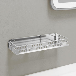 Plantex Bathroom Shelf for Wall/Stainless Steel Bathroom Shelf with Railings/Storage Organizer/Bathroom Accessories Set(12 inches, Chrome)