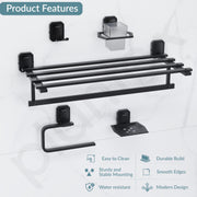Plantex Cute 304 Grade Stainless Steel Towel Rack for Bathroom/Soap Holder/Napkin Ring/Tumbler Holder/Robe Hook/Bathroom Accessories - Black
